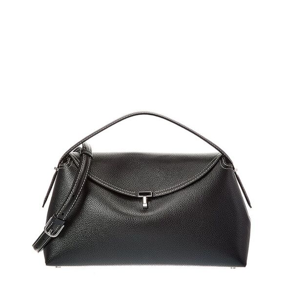 TOTEME Handbags - Toteme T-Lock Leather Top Handle Shoulder Bag, Black